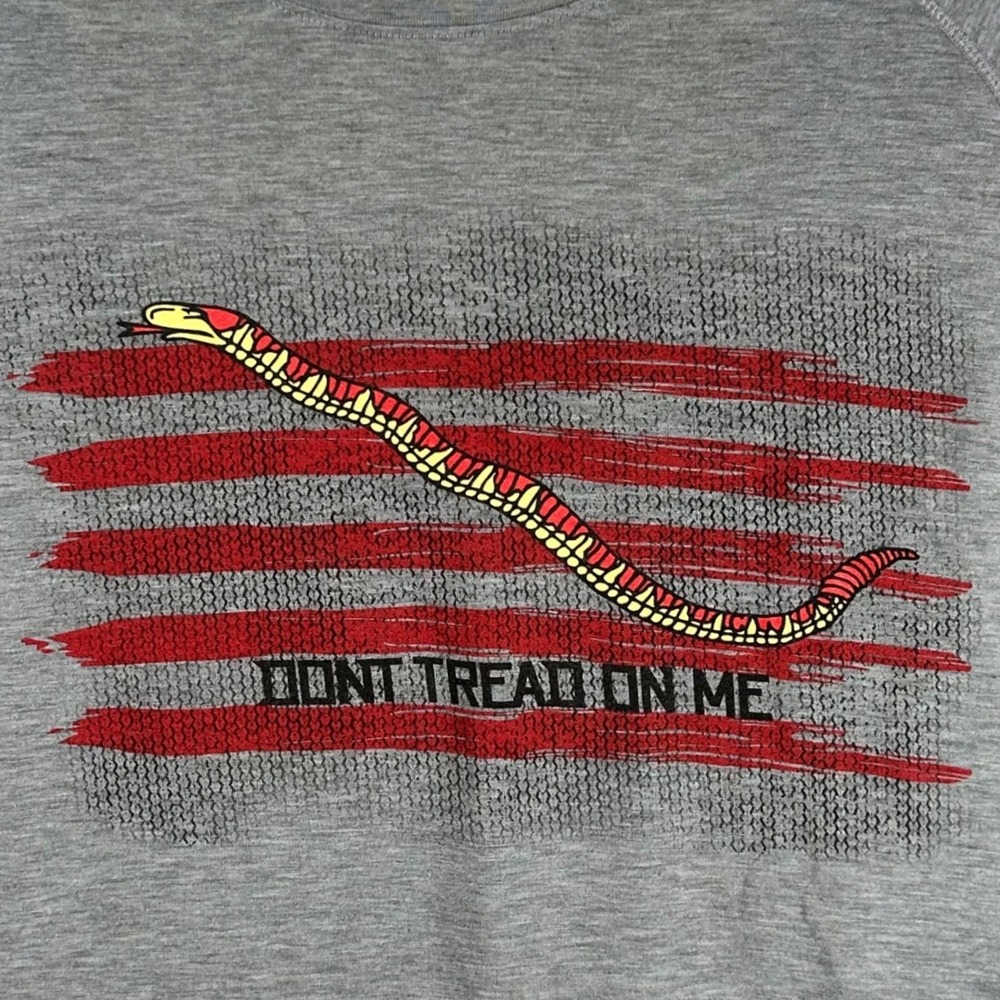 Sport-Tek Mens Grey Dont Tread‎ On Me Snake Graphic Performance T-Shirt Large